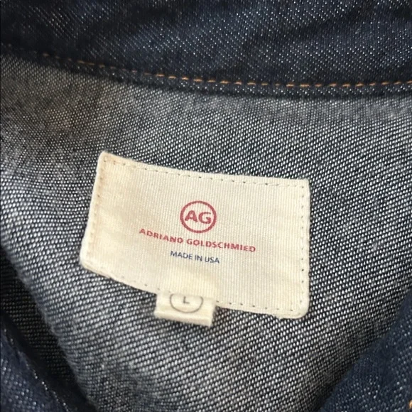 AG Adriano Goldschmied Denim Men’s Utility Snap Button Dark Indigo Shirt Large - Picture 14 of 16